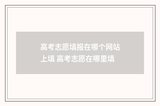 高考志愿填报在哪个网站上填 高考志愿在哪里填