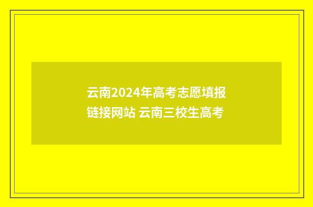 云南2024年高考志愿填报链接网站 云南三校生高考