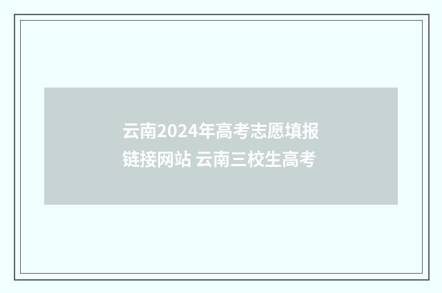 云南2024年高考志愿填报链接网站 云南三校生高考