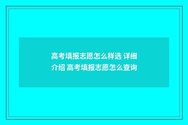高考填报志愿怎么样选 详细介绍 高考填报志愿怎么查询