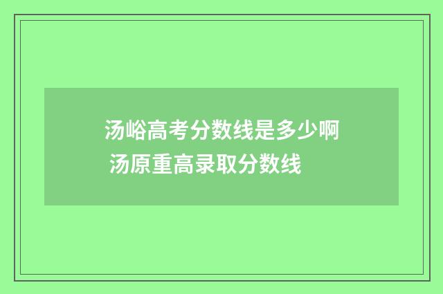 汤峪高考分数线是多少啊 汤原重高录取分数线
