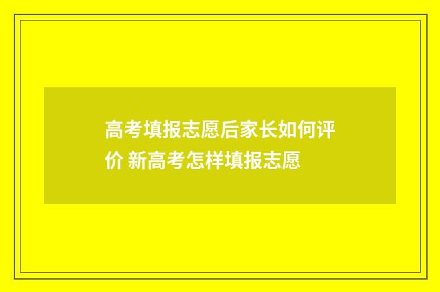 高考填报志愿后家长如何评价 新高考怎样填报志愿