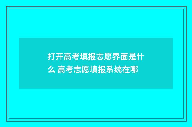 打开高考填报志愿界面是什么 高考志愿填报系统在哪