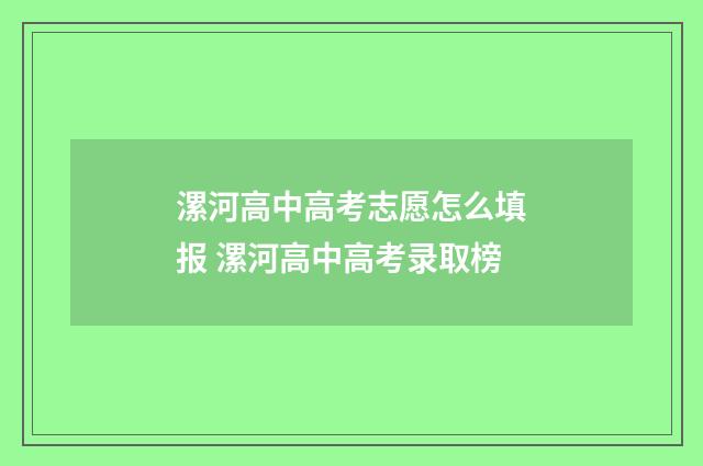 漯河高中高考志愿怎么填报 漯河高中高考录取榜