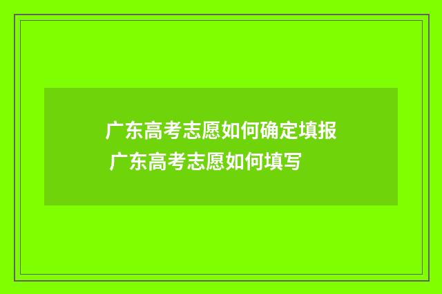 广东高考志愿如何确定填报 广东高考志愿如何填写