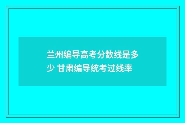 兰州编导高考分数线是多少 甘肃编导统考过线率