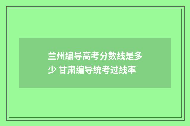 兰州编导高考分数线是多少 甘肃编导统考过线率