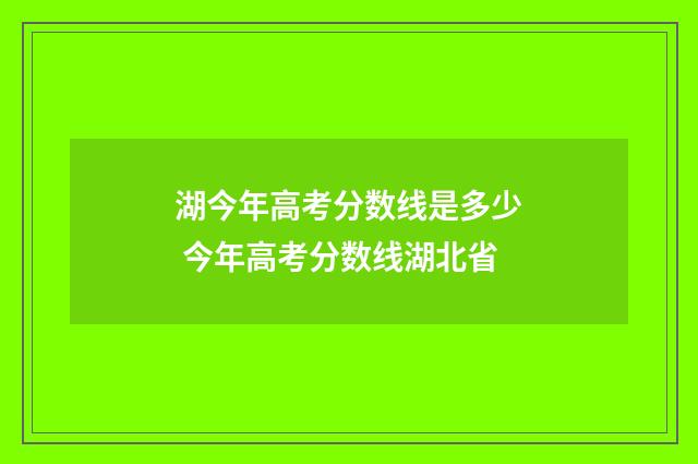 湖今年高考分数线是多少 今年高考分数线湖北省