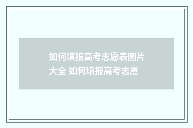 如何填报高考志愿表图片大全 如何填报高考志愿