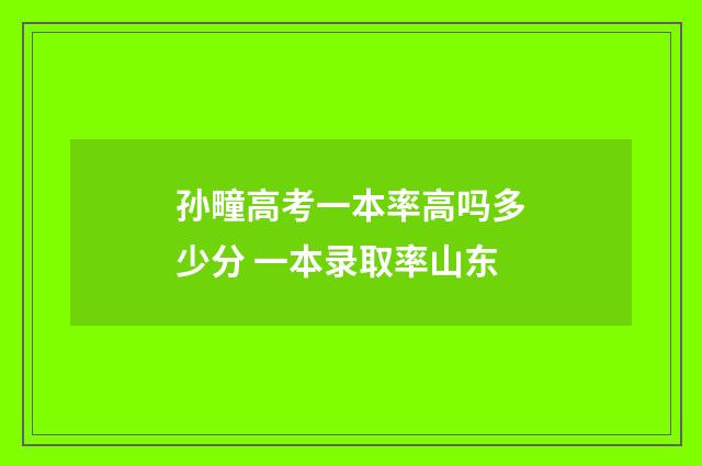 孙疃高考一本率高吗多少分 一本录取率山东