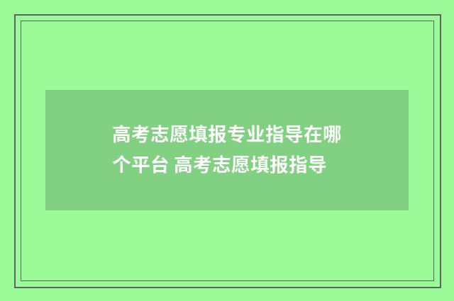 高考志愿填报专业指导在哪个平台 高考志愿填报指导