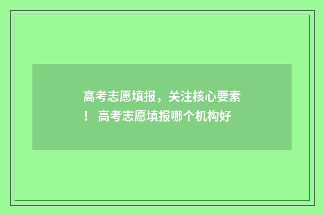 高考志愿填报，关注核心要素！ 高考志愿填报哪个机构好