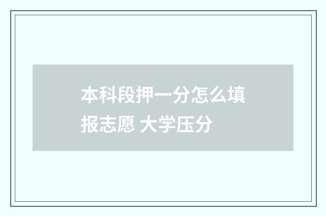 本科段押一分怎么填报志愿 大学压分