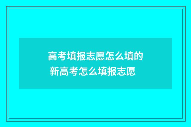 高考填报志愿怎么填的 新高考怎么填报志愿