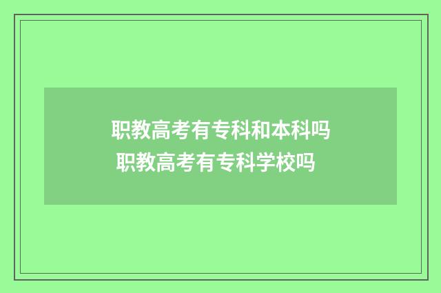 职教高考有专科和本科吗 职教高考有专科学校吗