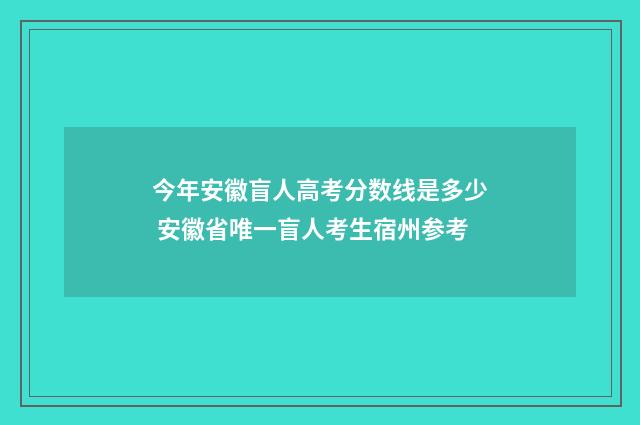 今年安徽盲人高考分数线是多少 安徽省唯一盲人考生宿州参考
