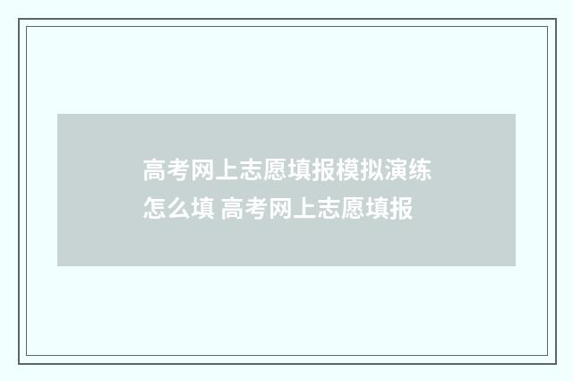 高考网上志愿填报模拟演练怎么填 高考网上志愿填报