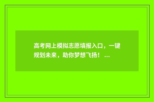 高考网上模拟志愿填报入口，一键规划未来，助你梦想飞扬！ 高考网上模拟志愿填写流程