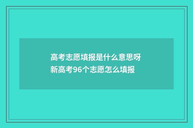 高考志愿填报是什么意思呀 新高考96个志愿怎么填报