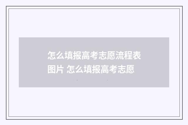 怎么填报高考志愿流程表图片 怎么填报高考志愿