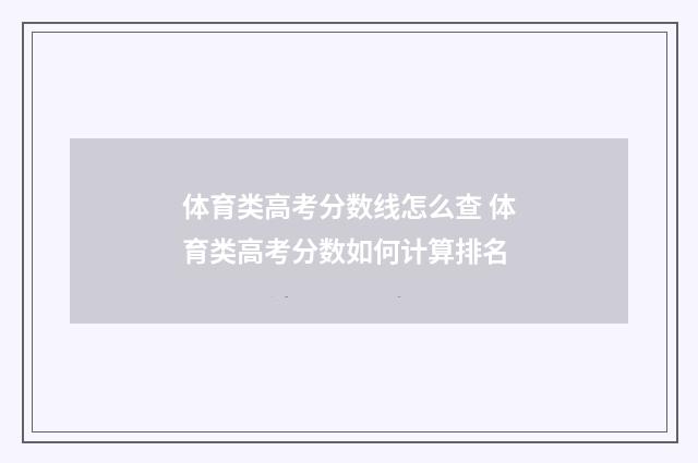 体育类高考分数线怎么查 体育类高考分数如何计算排名