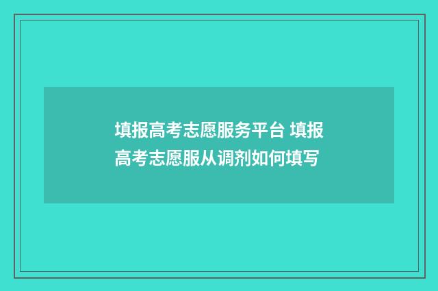 填报高考志愿服务平台 填报高考志愿服从调剂如何填写