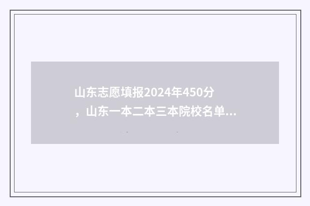 山东志愿填报2024年450分，山东一本二本三本院校名单及录取分数线 山东志愿填报2024年