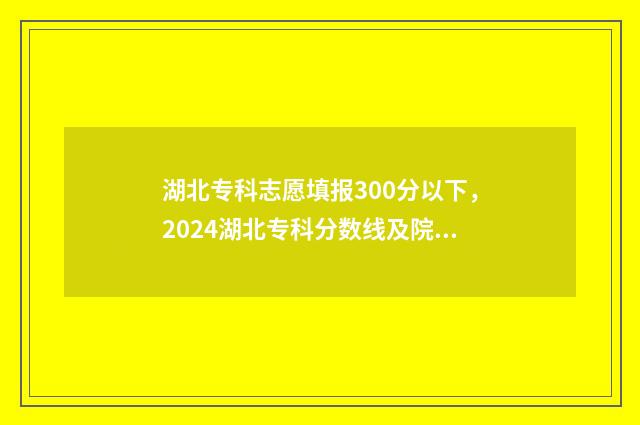 湖北专科志愿填报300分以下，2024湖北专科分数线及院校推荐