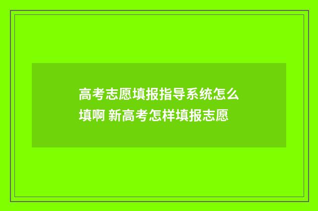 高考志愿填报指导系统怎么填啊 新高考怎样填报志愿
