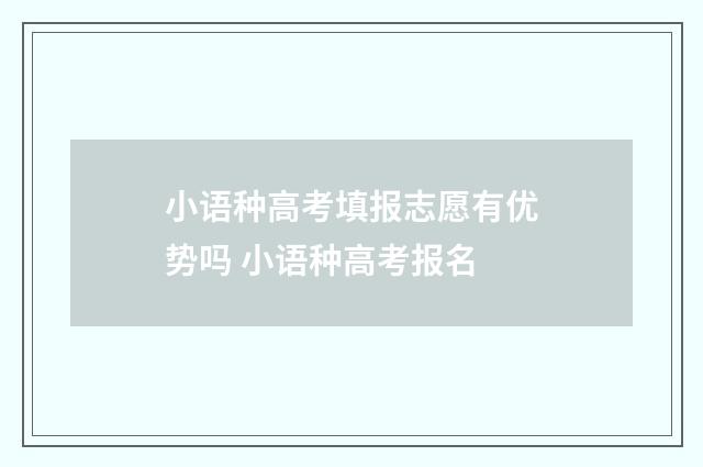小语种高考填报志愿有优势吗 小语种高考报名