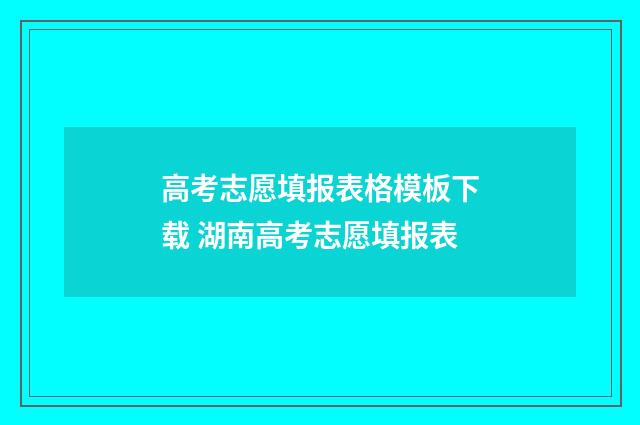 高考志愿填报表格模板下载 湖南高考志愿填报表