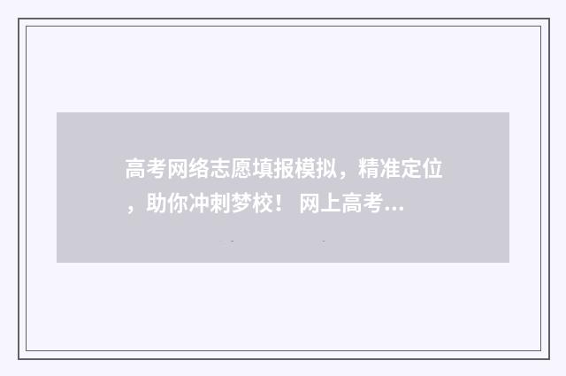 高考网络志愿填报模拟，精准定位，助你冲刺梦校！ 网上高考志愿怎么填