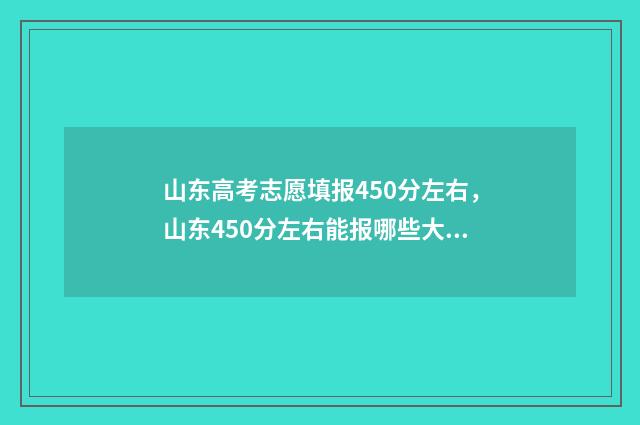 山东高考志愿填报450分左右，山东450分左右能报哪些大学 山东高考志愿填报能填几个学校