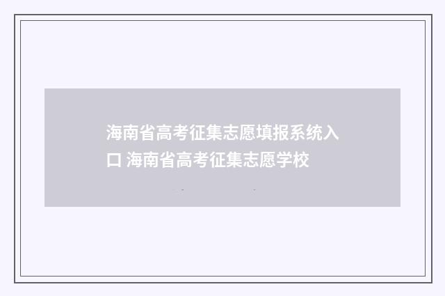 海南省高考征集志愿填报系统入口 海南省高考征集志愿学校