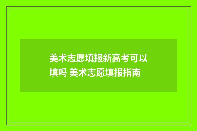 美术志愿填报新高考可以填吗 美术志愿填报指南