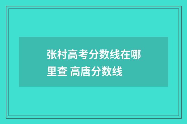 张村高考分数线在哪里查 高唐分数线