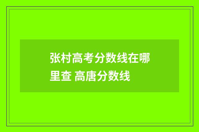 张村高考分数线在哪里查 高唐分数线