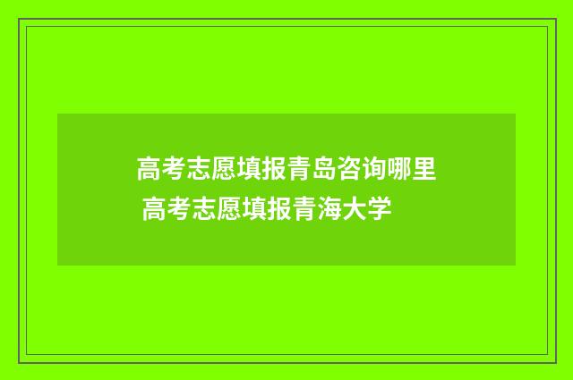 高考志愿填报青岛咨询哪里 高考志愿填报青海大学
