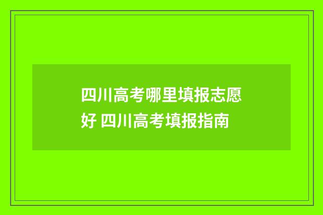 四川高考哪里填报志愿好 四川高考填报指南