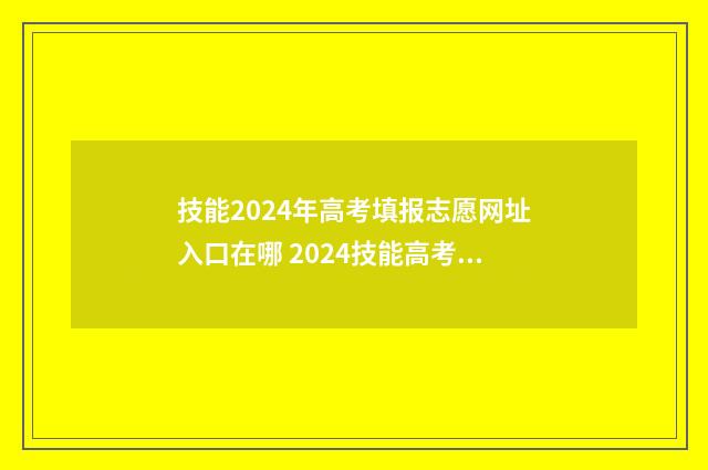 技能2024年高考填报志愿网址入口在哪 2024技能高考的时间