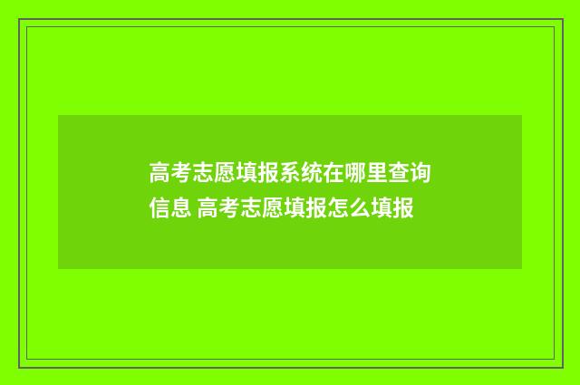 高考志愿填报系统在哪里查询信息 高考志愿填报怎么填报