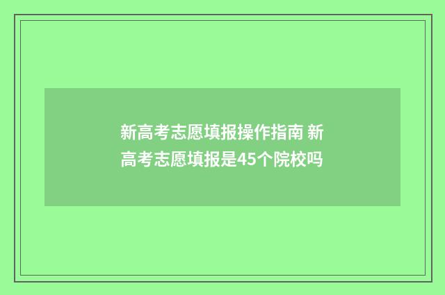 新高考志愿填报操作指南 新高考志愿填报是45个院校吗