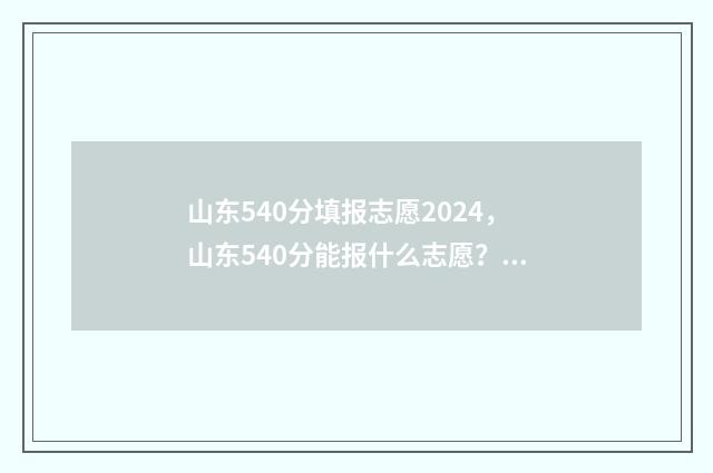 山东540分填报志愿2024，山东540分能报什么志愿？ 2021山东考生540分能上什么一本