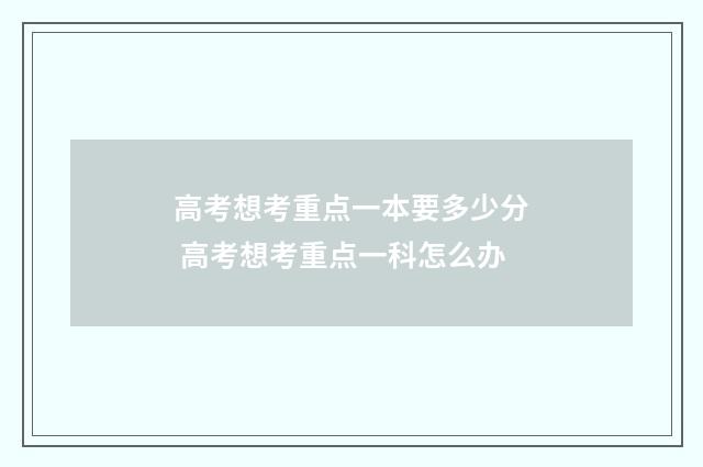 高考想考重点一本要多少分 高考想考重点一科怎么办