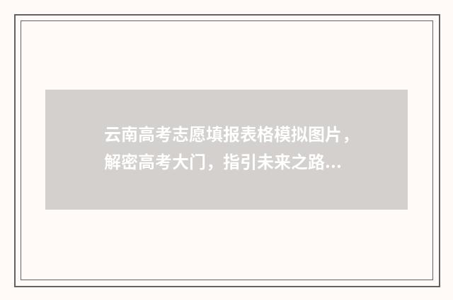 云南高考志愿填报表格模拟图片，解密高考大门，指引未来之路！ 云南高考志愿填报录取规则