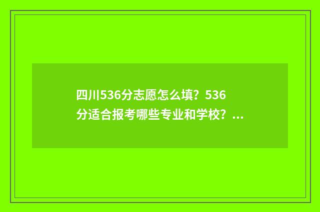 四川536分志愿怎么填?536分适合报考哪些专业和学校? 高考四川志愿