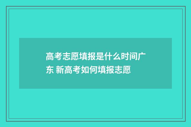 高考志愿填报是什么时间广东 新高考如何填报志愿