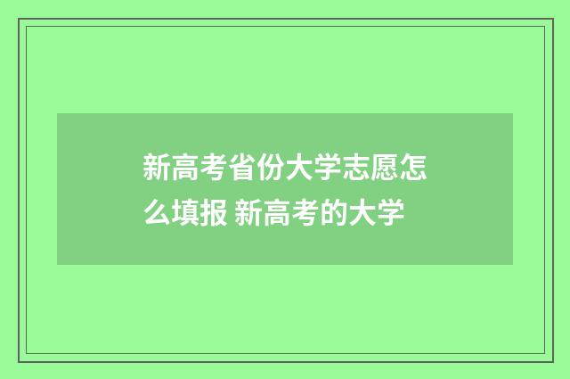 新高考省份大学志愿怎么填报 新高考的大学