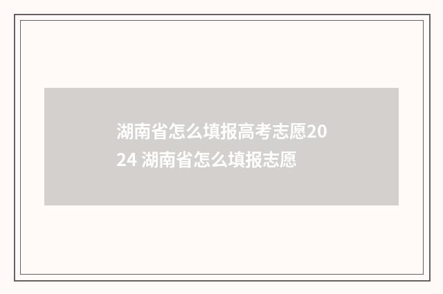 湖南省怎么填报高考志愿2024 湖南省怎么填报志愿