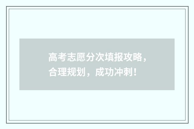 高考志愿分次填报攻略，合理规划，成功冲刺！